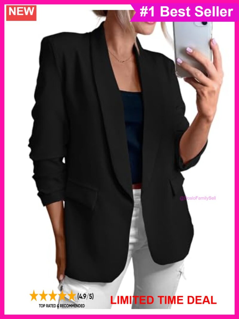 Women's Shawl Collar Open Front Blazer Lightweight Business Casual Jacket